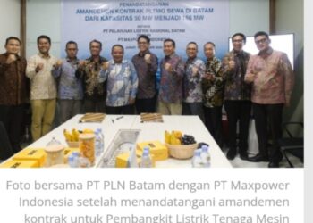PT PLN Batam dan PT Maxpower Indonesia  menandatangani amandemen kontrak Tenaga Mesin Gas